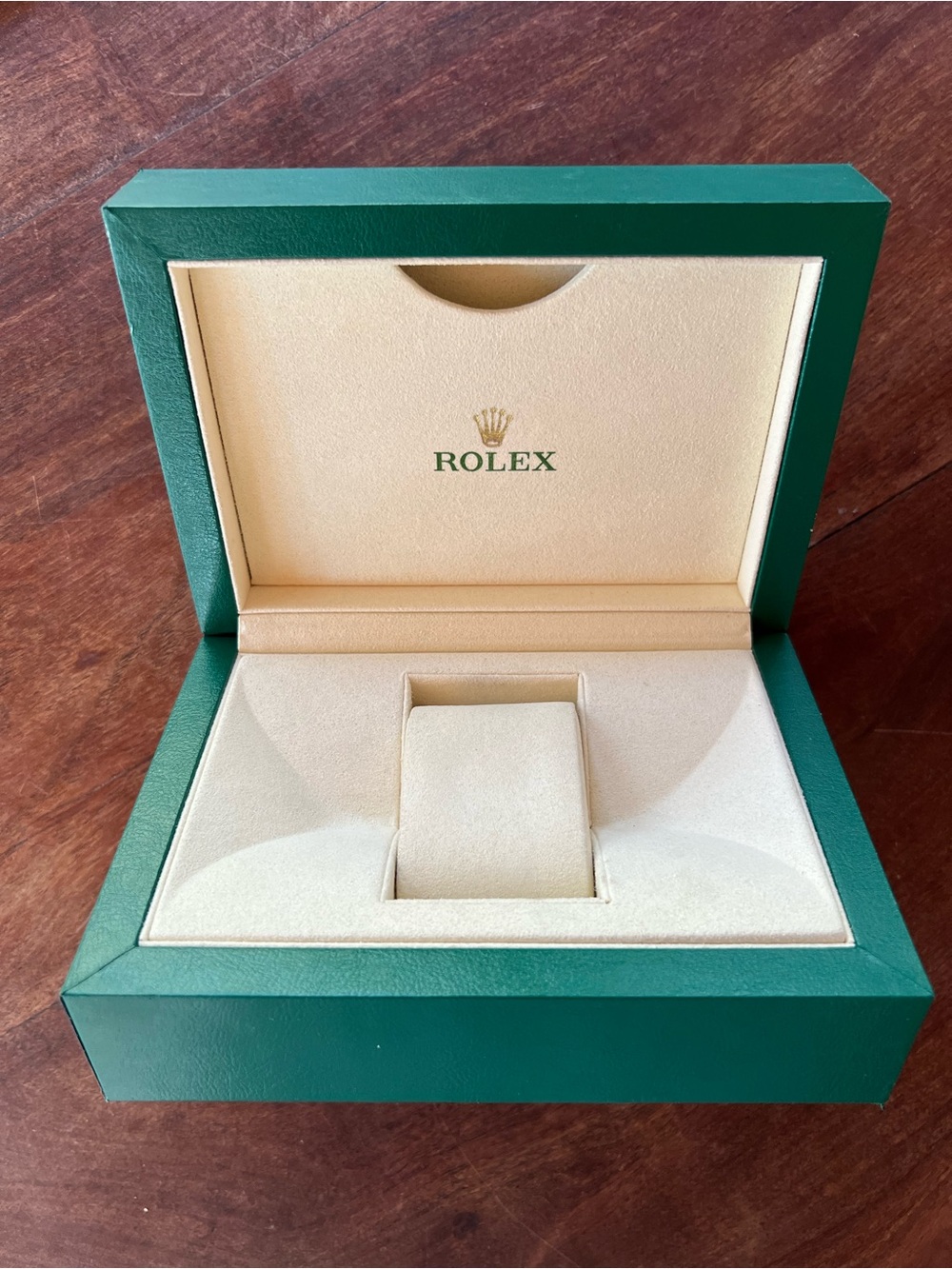 Rolex Green and Cream Watch Presentation Box with Gold Crown